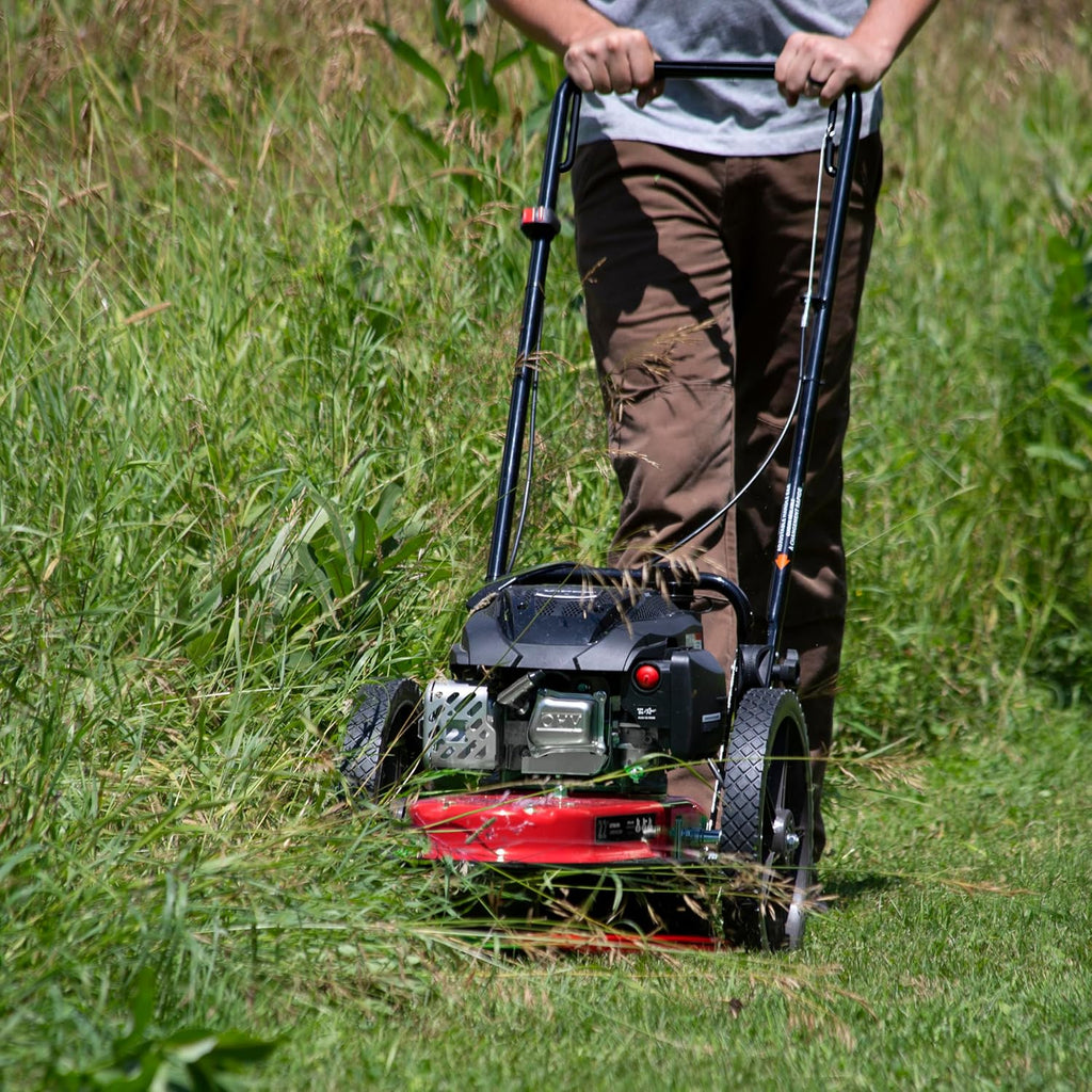 Walk Behind String Mower With 160cc Viper 4-Cycle Engine, 22 ?Cutting Diameter, 14 ?Never-Go-Flat Wheels, Easy Assembly, Adjustable Handlebar, Model # 40314