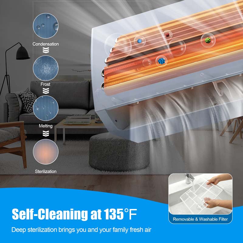 12000BTU Ductless Mini Split Air Conditioner 208-230V 17 SEER2 Wall-Mounted Inverter AC Unit with Heat Pump