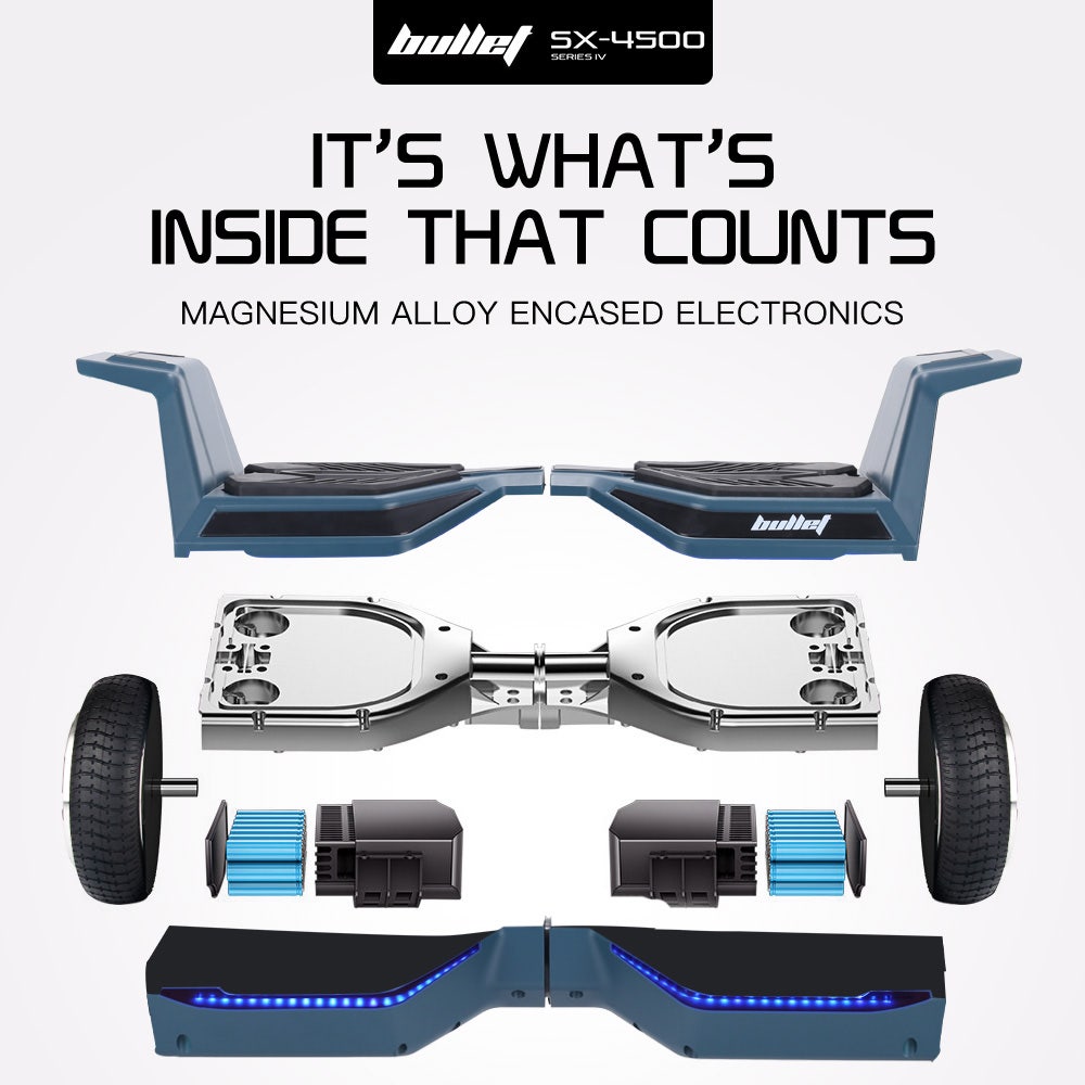 BULLET SX-4500 Hoverboard Scooter, 700W Brushless, UL Certified, AU Compliant, 8.5" Wheels, Superior Self Balancing System, LED Lights, Carry Bag, Navy Blue
