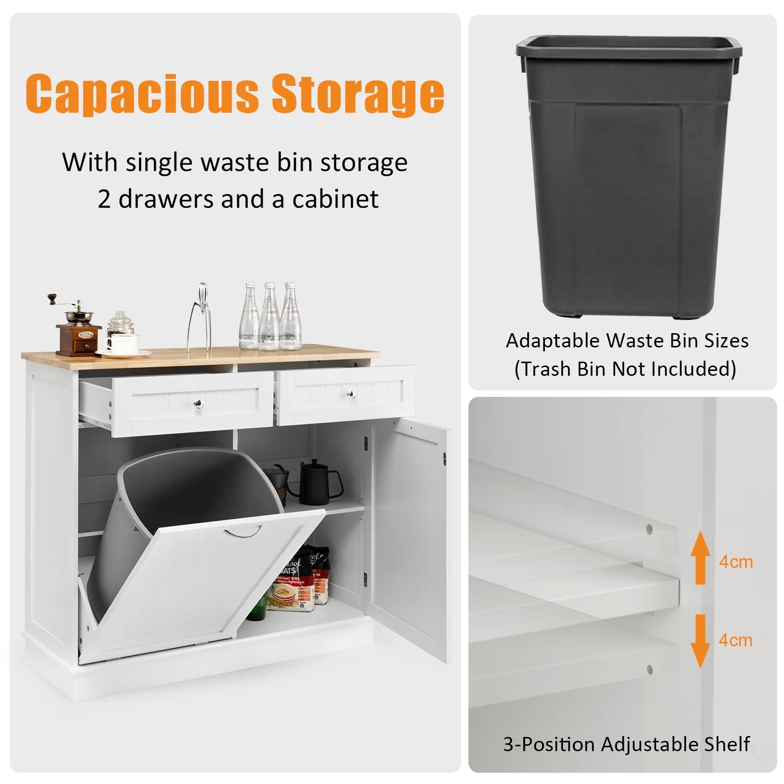 Giantex Kitchen Trash Cabinet, Tilt Out Trash Bin Cabinet with Single Trash Can Holder