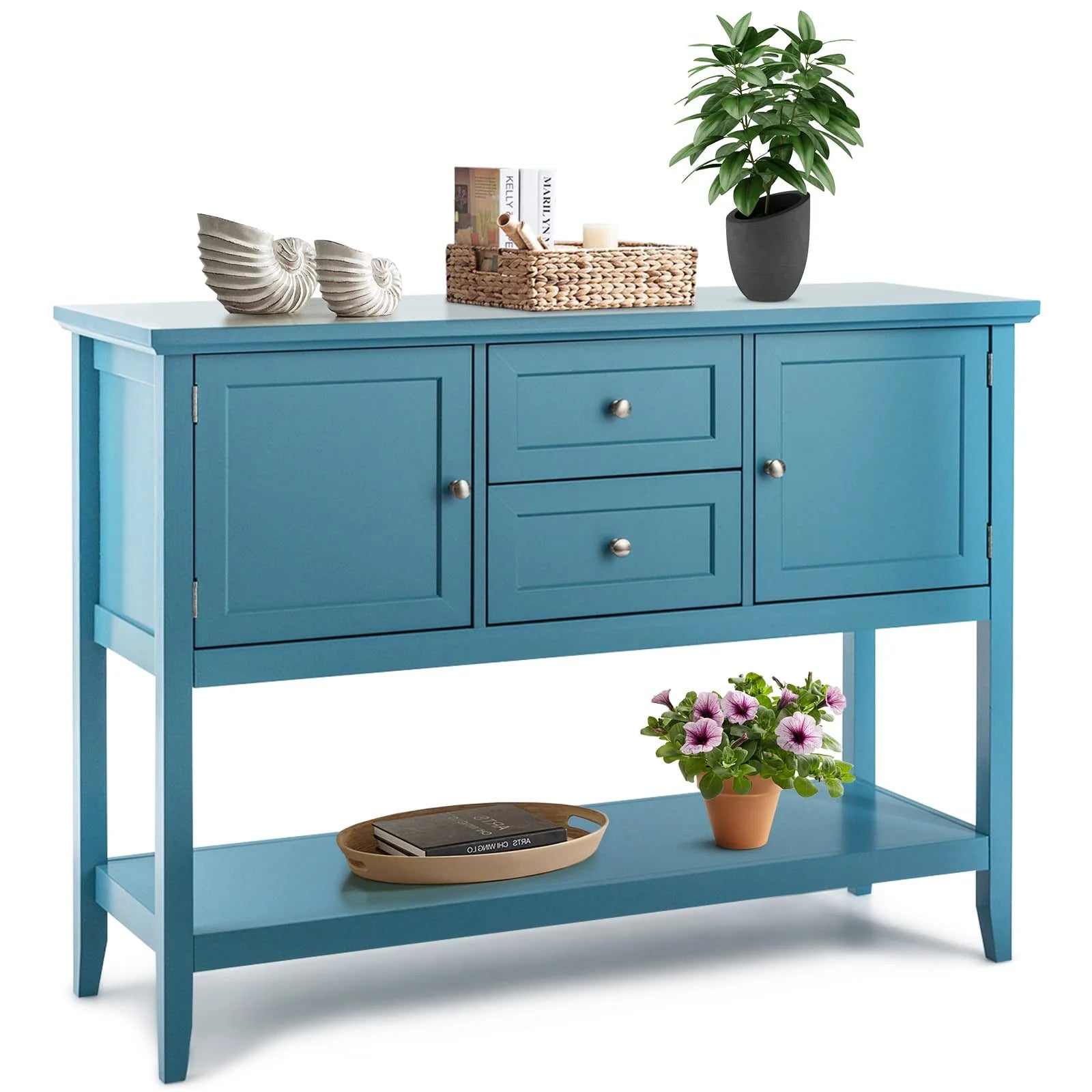 Giantex Buffet Sideboard Cabinet, 2 Drawers & 2 Doors, Side Console Table, Display Desk with Storage Shelf