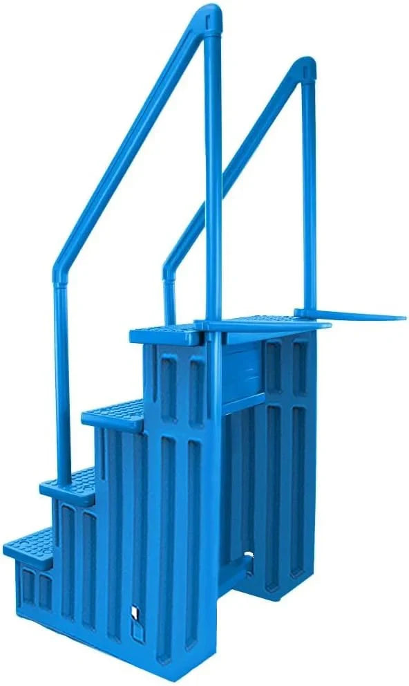 Non-slip entry steps for pools | Grey | For above-ground pools | Can be installed on terraces with a height of 122 to 137 cm | Load capacity up to 136 kg