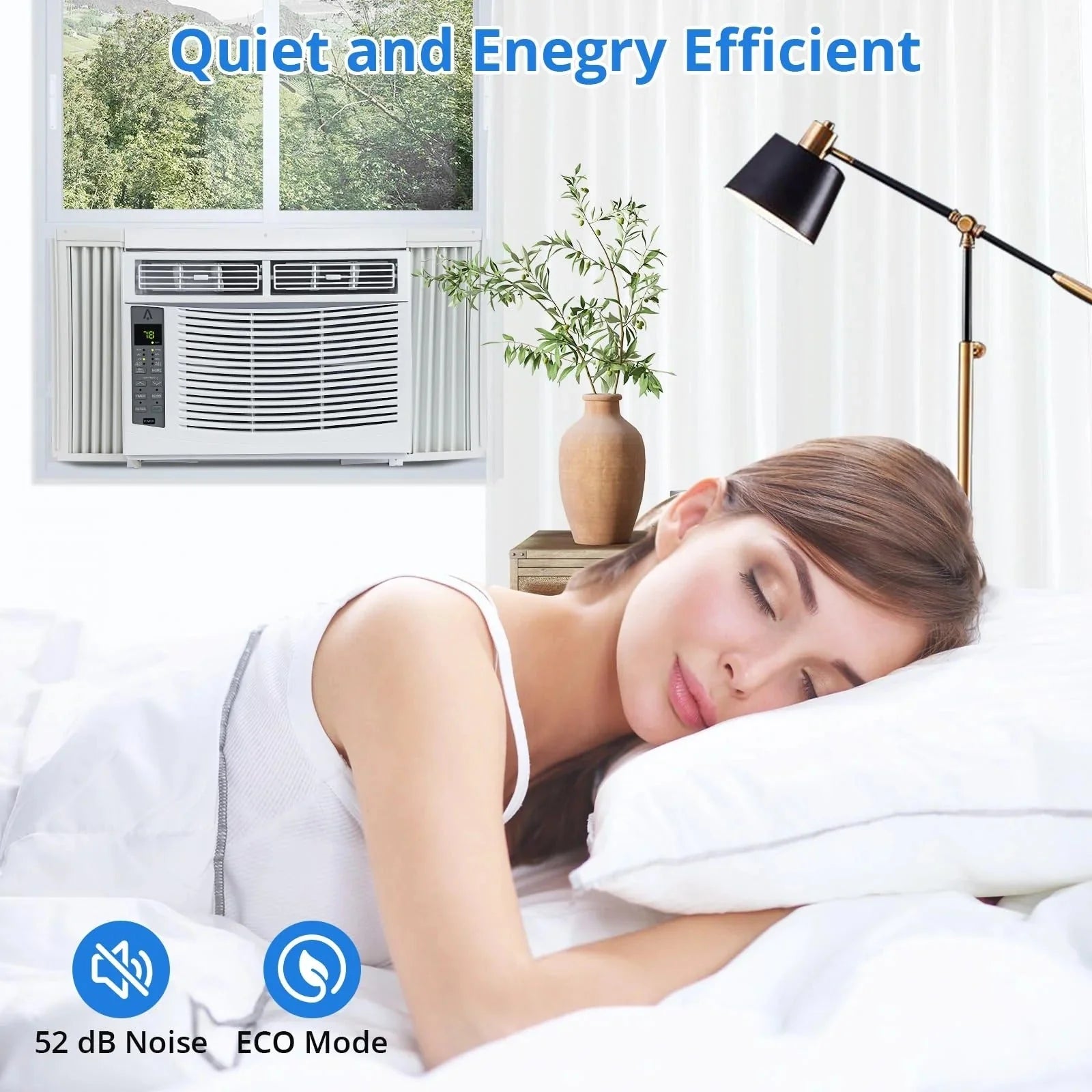 Window air conditioner with reusable filter and controls, 6000 BTU, 115 V~, suitable for rooms up to 250 square feet