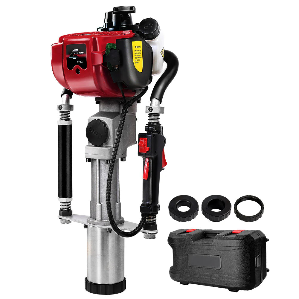 Giantz Petrol Post Driver 38CC 4-Stroke Rammer Pile Star Picket Fence Hole Drive Red