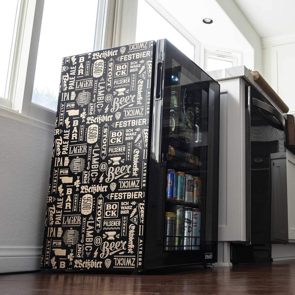 Beverage Refrigerator Cooler | 126 Cans Free Standing with Right Hinge Glass Door | Mini Fridge Beverage Organizer Perfect For Beer, Wine, Soda, And Cooler Drinks