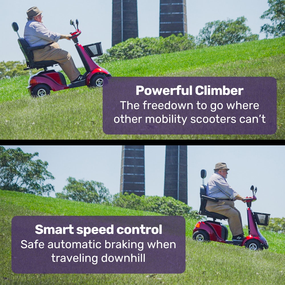 EQUIPMED LeisureCruise Extra Large-Sized, High Power, 182kg Capacity Mobility Scooter  - Red