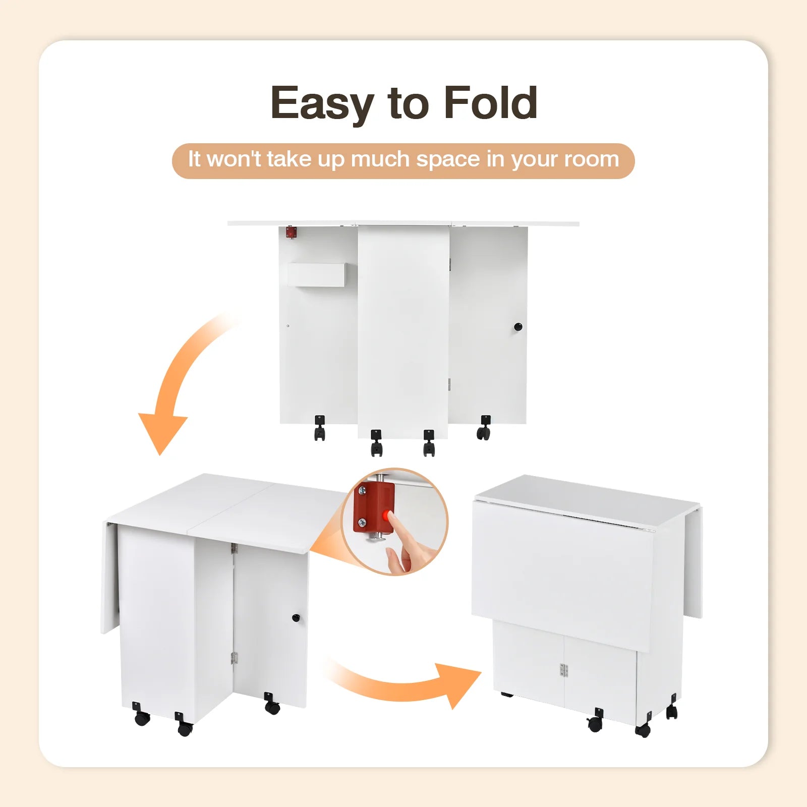 Foldable Dining Table with Storage Shelves